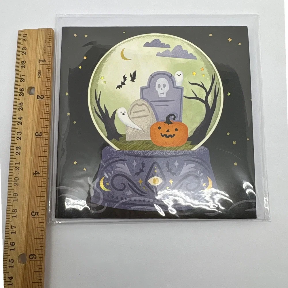 Up With‎ Paper Treasures Pop-Up Halloween Crystal Ball Greeting Card New Ghost
